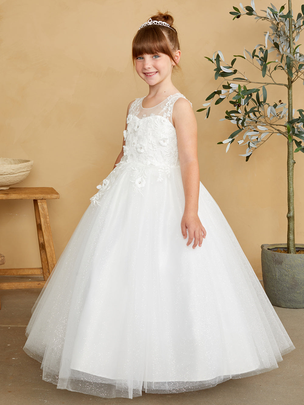 mini white tulle flower girl dress STYLE NO : TIP7038