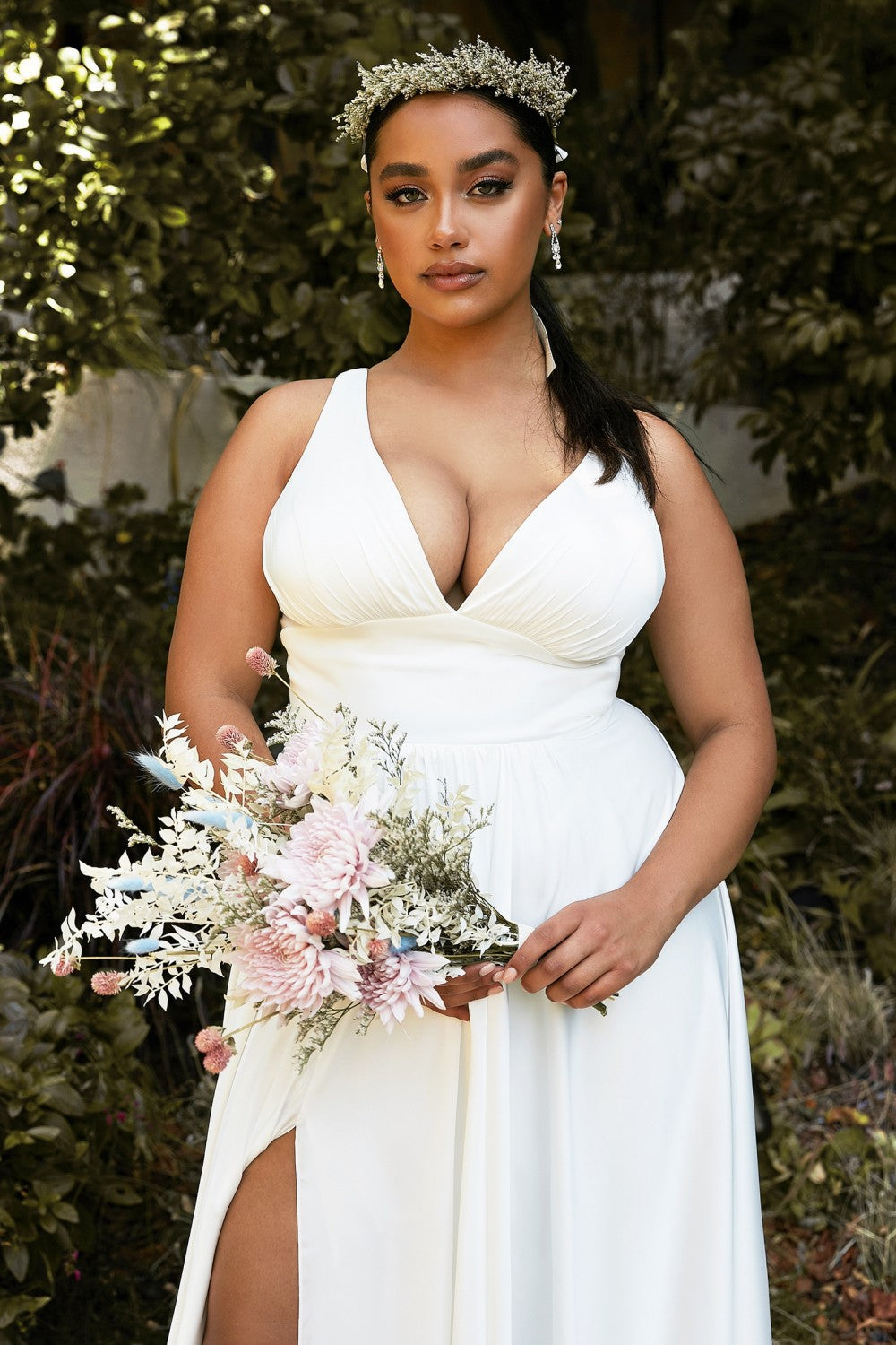 Satin Flowy A-line Bridal Dress by Cinderella Divine 7469WW