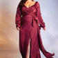 Long Sleeve Satin Dress by Cinderella Divine - 7478C - Curves