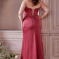 Off The Shoulder Soft Satin Corset Dress by Cinderella Divine 7484C - Curves