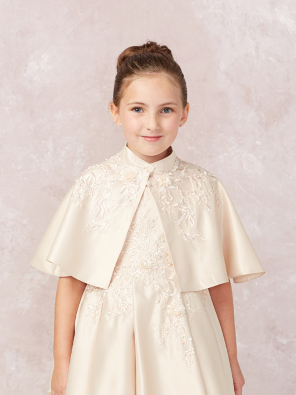 Party Girl Lace Applique Satin Cape Dress by TIPTOP KIDS
