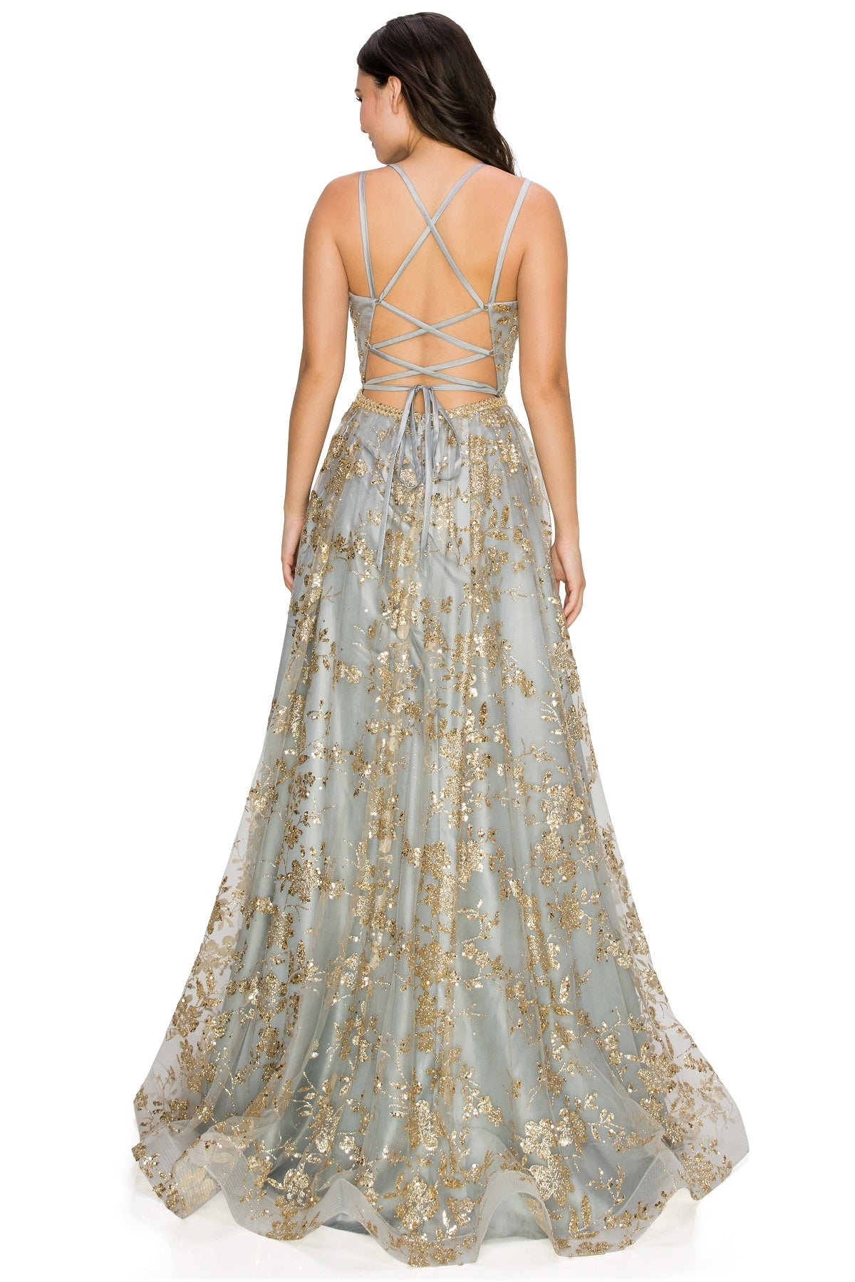 Sequin A-Line Gown by Cinderella Couture USA AS8022J-SIL - Special Occasion/Curves S / Silver Sequin A-Line Gown by Cinderella Couture USA AS8022J-SIL - Special Occasion/Curves S / Silver