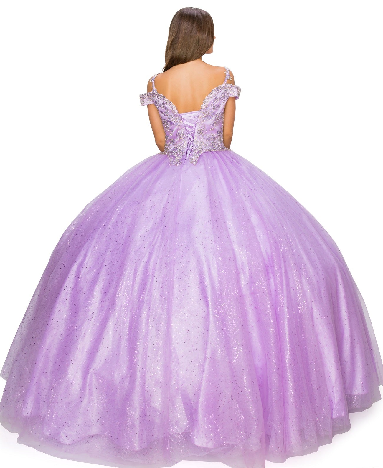 Off the Shoulder Tulle Lace Quinceanera Dresses by Cinderella Couture USA AS8028J_LIL
