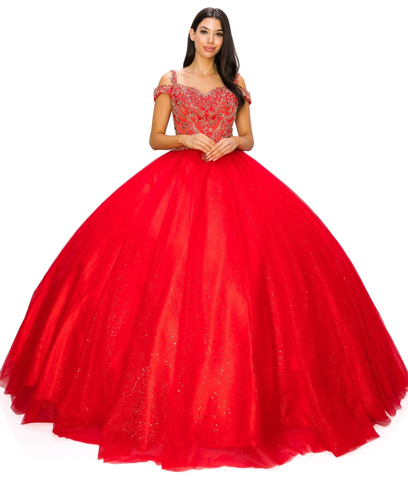 quinceanera red cinderella dress