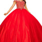 Off the Shoulder Floral Tulle Lace Quinceanera Dress by Cinderella Couture USA AS8028J