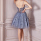 Strapless Floral Tulle A-Line Short Dress by Cinderella Divine 9243