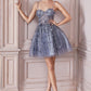 Strapless Floral Tulle A-Line Short Dress by Cinderella Divine 9243