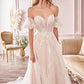 Off the Shoulder Puff Sleeve with Sweetheart Bodice A-Line Wedding Gown - Andrea & Leo Couture - A1014