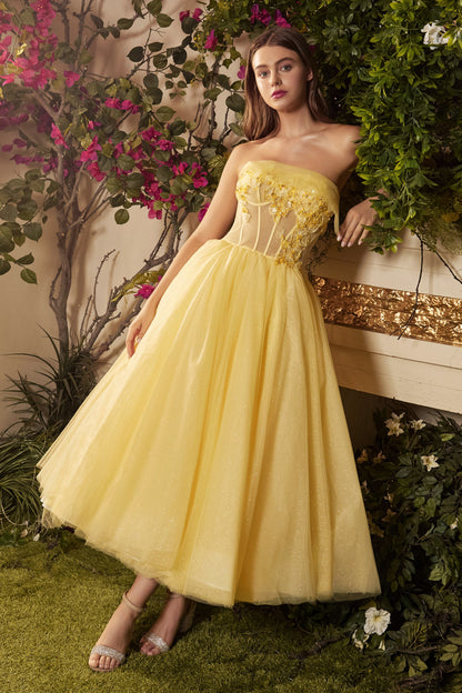 Floral Applique Tulle Tea Dress by Andrea & Leo Couture - A1055  - Special Occasion