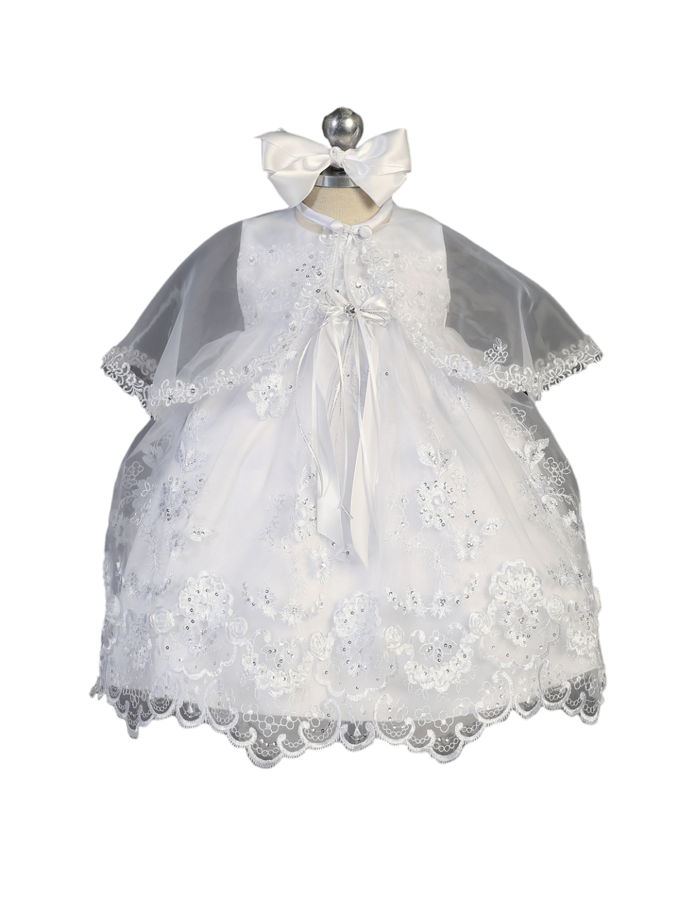 Flower Girl Lace Applique and Bows Dress by TIPTOP KIDS - AS2266