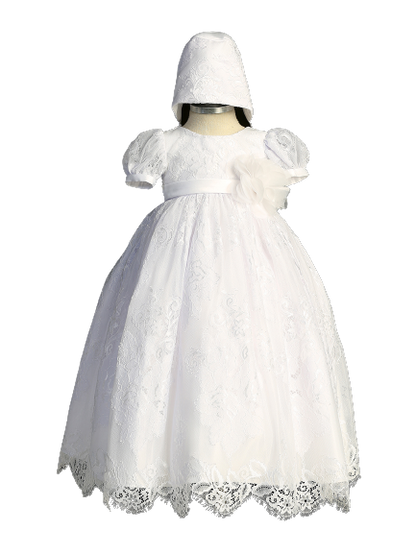 Flower Girl Lace Puff Sleeve Christening Dress by TIPTOP KIDS - AS2401