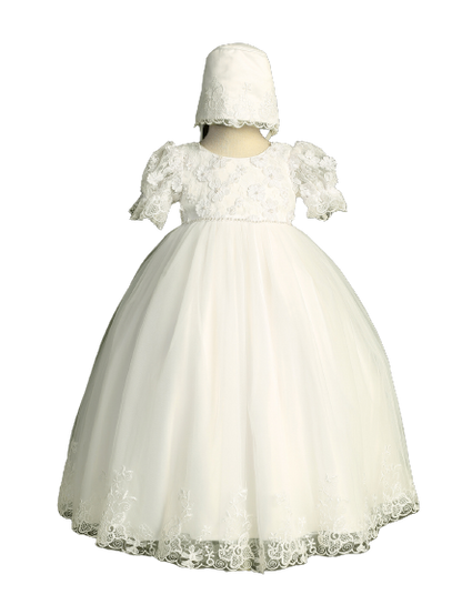 Flower Girl Puff Sleeve Lace Bodice Dress by TIPTOP KIDS - AS2403