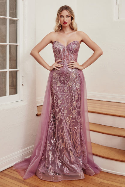 Amethyst Embellished Strapless Gown J845 - Women Evening Formal Gown - Special Occasion