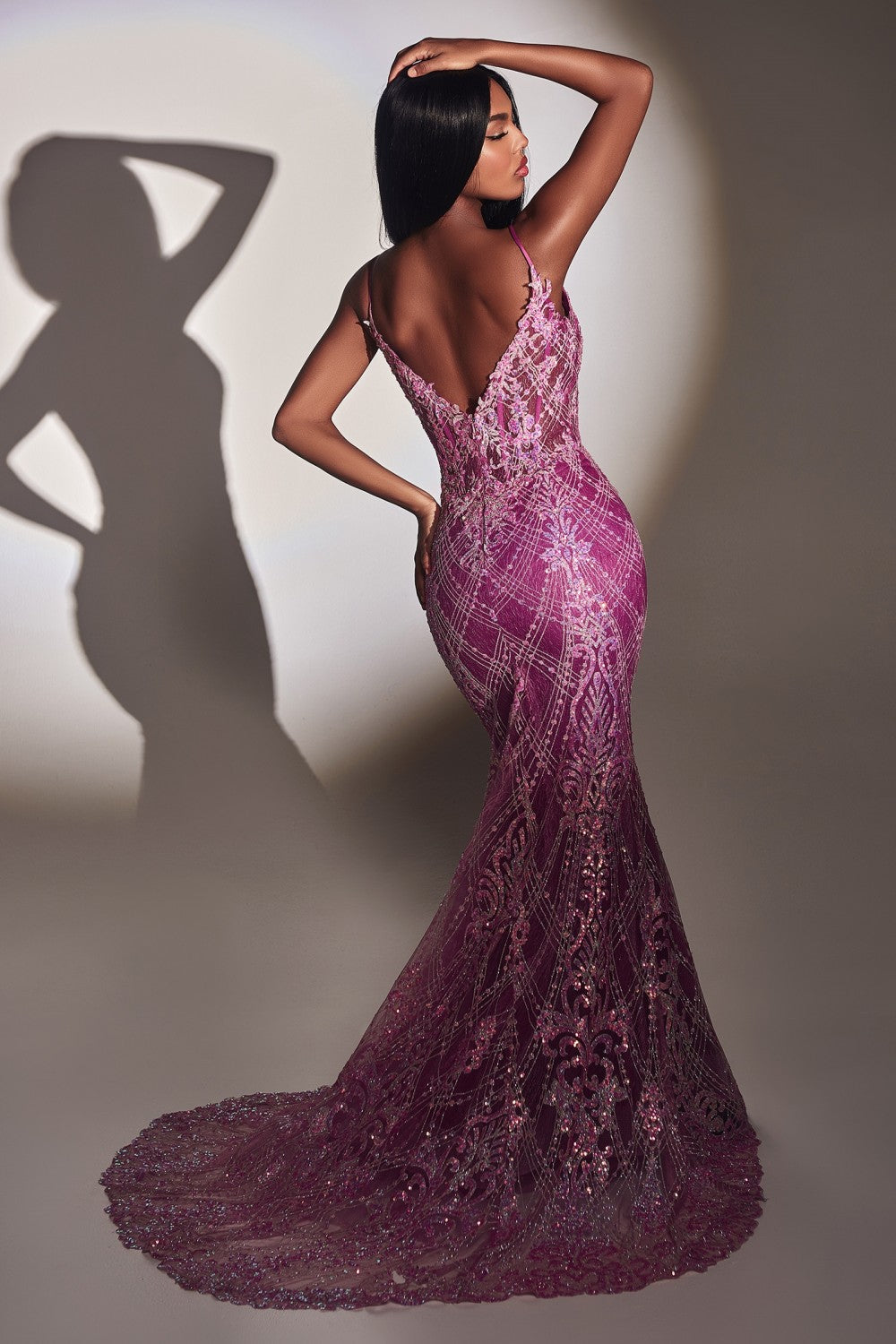 Amethyst_2 Fitted Glitter Mermaid Gown CC2168 - Women Evening Formal Gown - Special Occasion