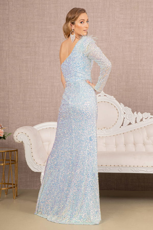 Baby Blue_1 Mesh Long Sleeve Mermaid Women Formal Dress - GL3128 - Special Occasion-Curves