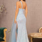 Baby Blue_1 Sequin Glitter Asymmetric Mermaid Women Formal Dress - GL3133 - Special Occasion-Curves
