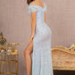 Baby Blue_1 Sequin Off Shoulder Mermaid Slit Gown GL3164 - Women Formal Dress - Special Occasion-Curves