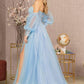 Baby Blue_1 Sequin Sheer Bodice Sweetheart A-Line Dress GL3118 - Women Formal Dress -Special Occasion-Curves