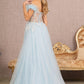 Baby Blue_1 Sheer Bodice Glitter Sequin A-Line Gown GL3135 - Women Formal Dress -Special Occasion-Curves