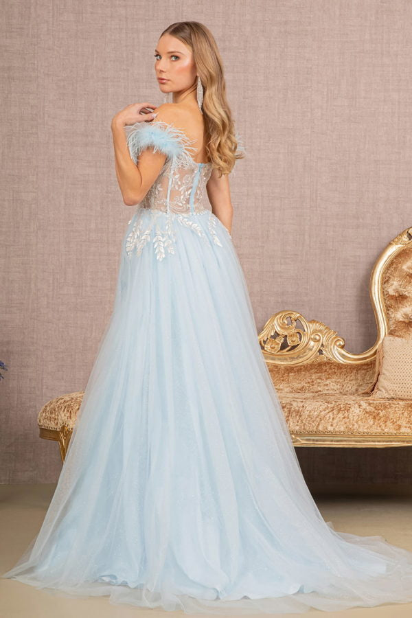 Baby Blue_1 Sheer Bodice Glitter Sequin A-Line Gown GL3135 - Women Formal Dress -Special Occasion-Curves