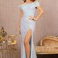 Baby Blue_2 Sequin Off Shoulder Mermaid Slit Gown GL3164 - Women Formal Dress - Special Occasion-Curves
