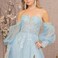 Baby Blue_2 Sequin Sheer Bodice Sweetheart A-Line Dress GL3118 - Women Formal Dress -Special Occasion-Curves
