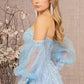 Baby Blue_3 Sequin Sheer Bodice Sweetheart A-Line Dress GL3118 - Women Formal Dress -Special Occasion-Curves