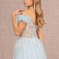 Baby Blue_3 Sheer Bodice Glitter Sequin A-Line Gown GL3135 - Women Formal Dress -Special Occasion-Curves