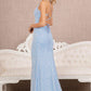 Bahama Blue_1 Embroidery Sequin Velvet Mermaid Slit Women Formal Dress - GL3142 - Special Occasion-Curves