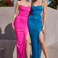 Barbiepink-Oceanblue Fitted Spaghetti Strap Sheath Gown BD7042 - Women Evening Formal Gown - Special Occasion