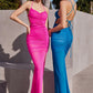 Barbiepink-Oceanblue_1 Fitted Spaghetti Strap Sheath Gown BD7042 - Women Evening Formal Gown - Special Occasion