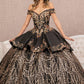 Black-gold GL3098 - Satin Off-Shoulder Sweetheart Neckline Quinceanera Dress