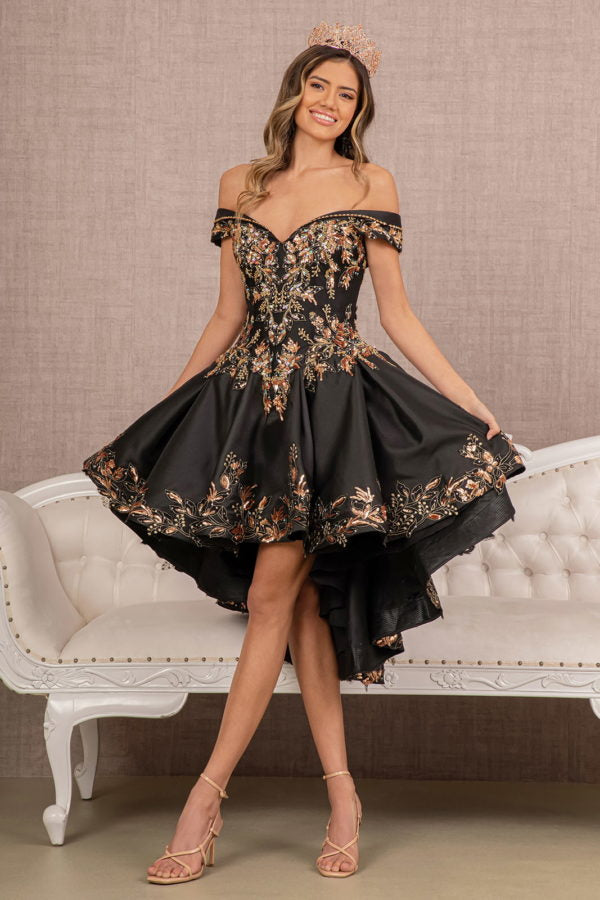 Black-gold_4 GL3098 - Satin Off-Shoulder Sweetheart Neckline Quinceanera Dress