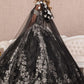 Black-white_1 Off Shoulder Floral Pattern Glitter Quinceanera Dress GL3168