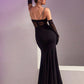 Sexy Fitted Dress with Rhinestone And Sheer Cut Slit - Women Formal Gown By Ladivine CH131 - Special Occasion