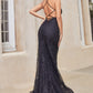 Black Diamond Rococo Backless Mermaid Gown A1170 Penelope Gown - Special Occasion