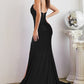 Black Fitted Satin Corset Slit Gown CD888 - Women Evening Formal Gown - Special Occasion