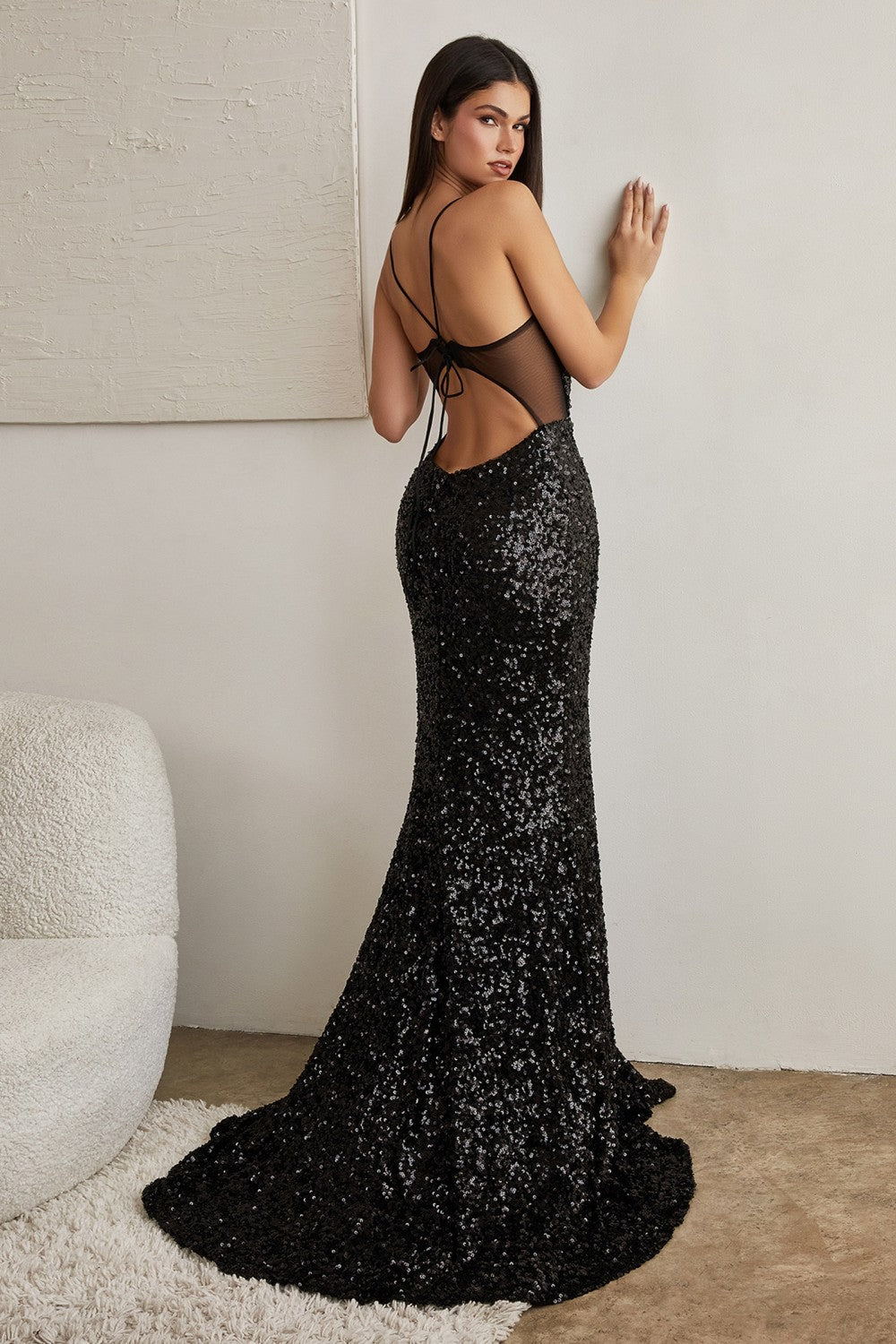 Black Fitted Sequins Mermaid Gown CH127 - Women Evening Formal Gown - Special Occasion