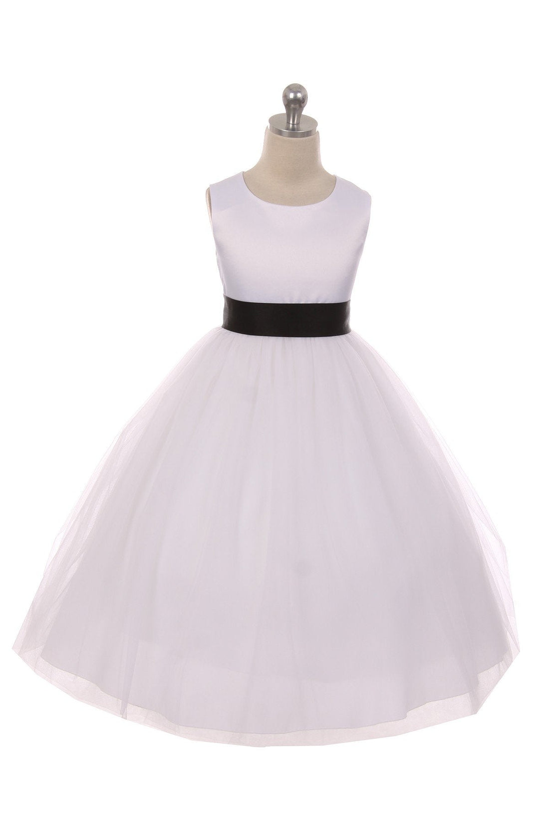 Black Girl Dress - Ivory Satin Sash Bow Girl Dress - AS411 Kids Dream
