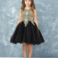 Black Girl Dress with Floral Applique Bodice - AS7013