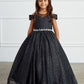 Black Girl Dress with Glitter Illusion Neckline - AS7029