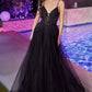 Black Layered Tulle A-Line Gown CD874 - Women Evening Formal Gown - Special Occasion-Curves