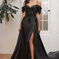 Black Off The Shoulder Corset Slit Gown OC012 - Women Evening Formal Gown - Special Occasion