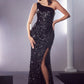 Black One Shoulder Sequin Gown CH118 - Women Evening Formal Gown - Special Occasion