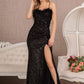 Black Sequin Sweetheart Neckline Mermaid Slit Gown GL3113 - Women Formal Dress- Special Occasion-Curves