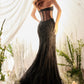 Black Strapless Crystal Lace Mermaid Gown A1211 - Special Occasion