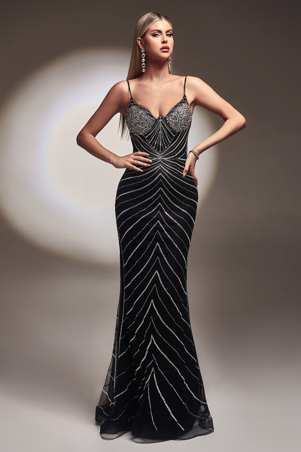 Black Sweetheart Beaded Mermaid Gown CR866 - Women Evening Formal Gown - Special Occasion-Curves