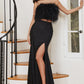 Black Two Piece Feather Gown C141 - Women Evening Formal Gown - Special Occasion