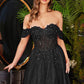 Black_1 Lace A-line Corset Slit Gown - Women Evening Formal Gown CD0198 - Special Occasion