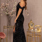 Black_1 Sequin Asymmetric Velvet Mermaid Dress - GL3159 - Special Occasion-Curves